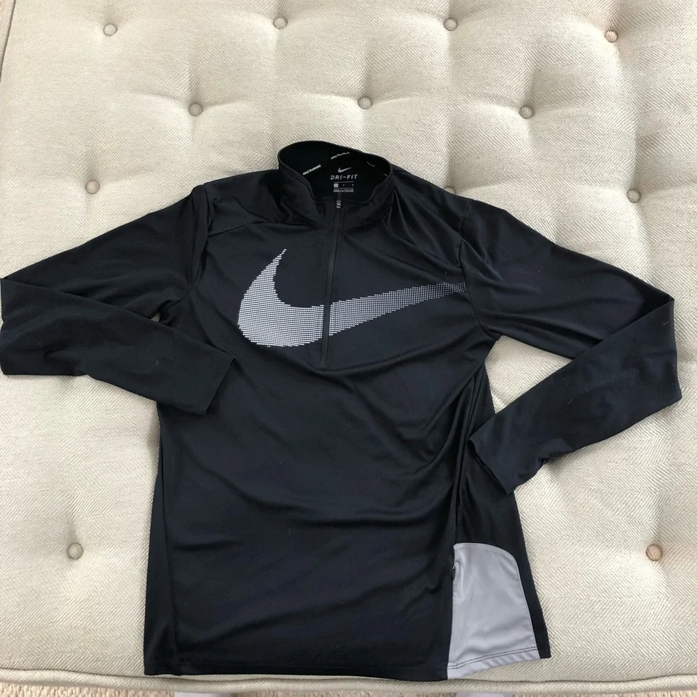 Nike Black Mens Large Dri Fit Three Quarter Zip Up - Picture 1 of 5